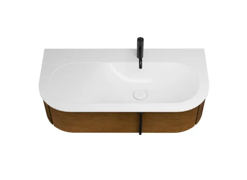 Flache Mineralguss-Waschtischeinheit Lavo2.0 in Eiche Dekor Rost