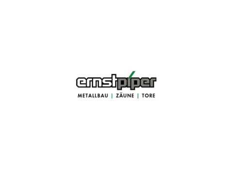 Logo des Unternehmens Ernst Piper in Schwarz, Grau und Grün mit stilisiertem grünen Blatt.